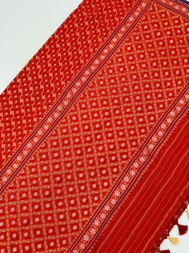 Banarasi Pure Cotton Saree | Red | Gold Zari | Handwoven | Ships from California